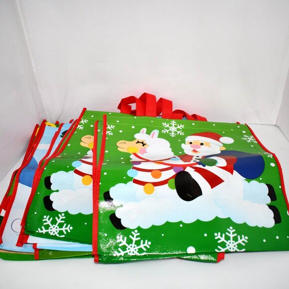 JOYIN 12 PCS 13.75 x 14 Christmas Large Tote Bags, Holiday Reusable Grocery Bags - Picture 2 of 5